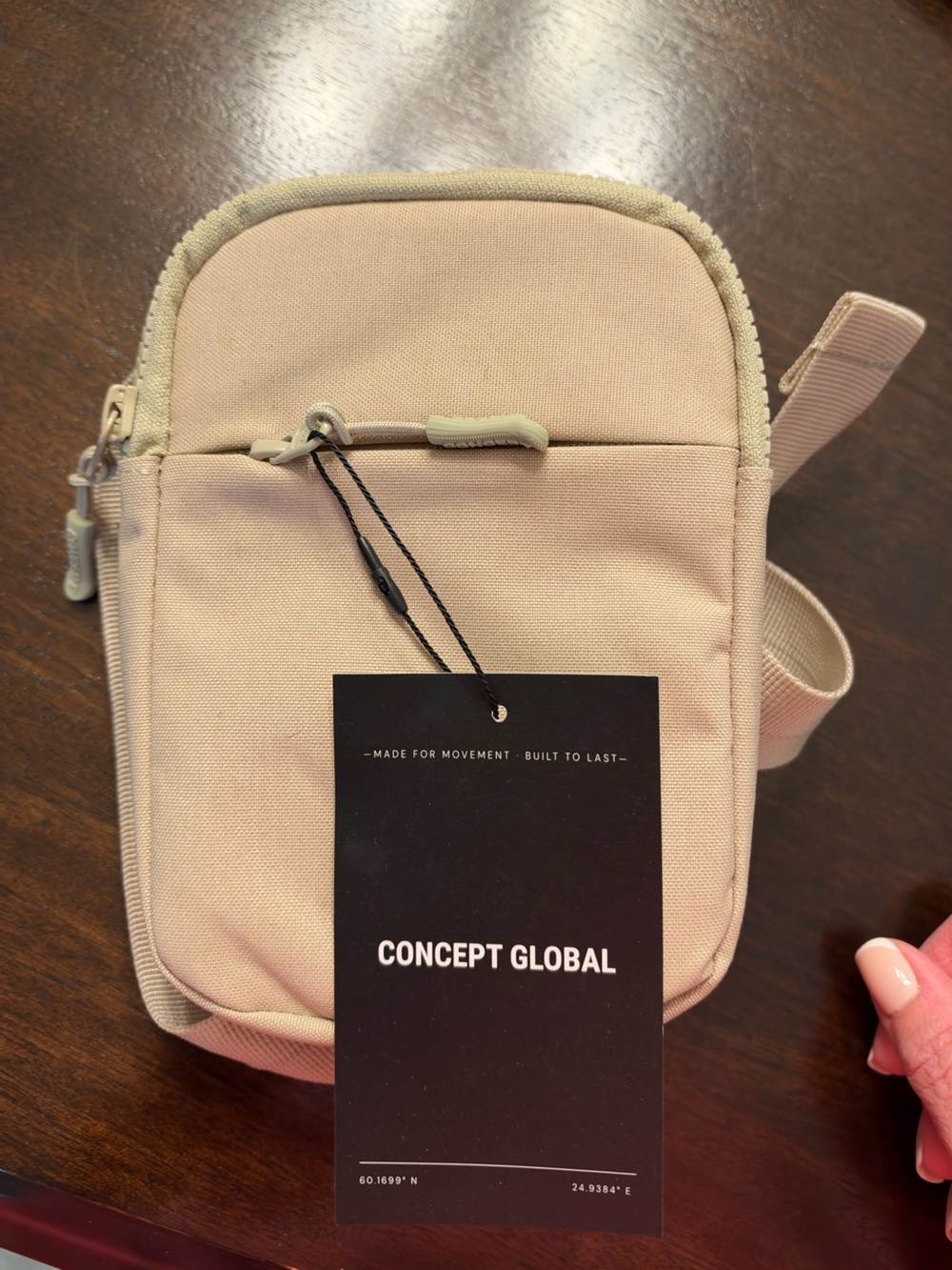 Concept Global - Unisex Men's or Women’s Mini Crossbody Travel Sling Bag - Beige